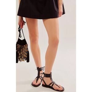 FREE PEOPLE Womens Sandals Vacation Day Wrap Gladiator Leather Black 40 Boho
